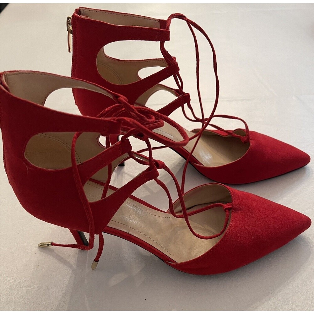 Marc Fisher Faux Suede Pointed Toe Lace-up Pumps 8.5